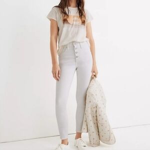 Madewell 10" High Rise Skinny Crop Jeans in Pure White Button Front Size 29T
